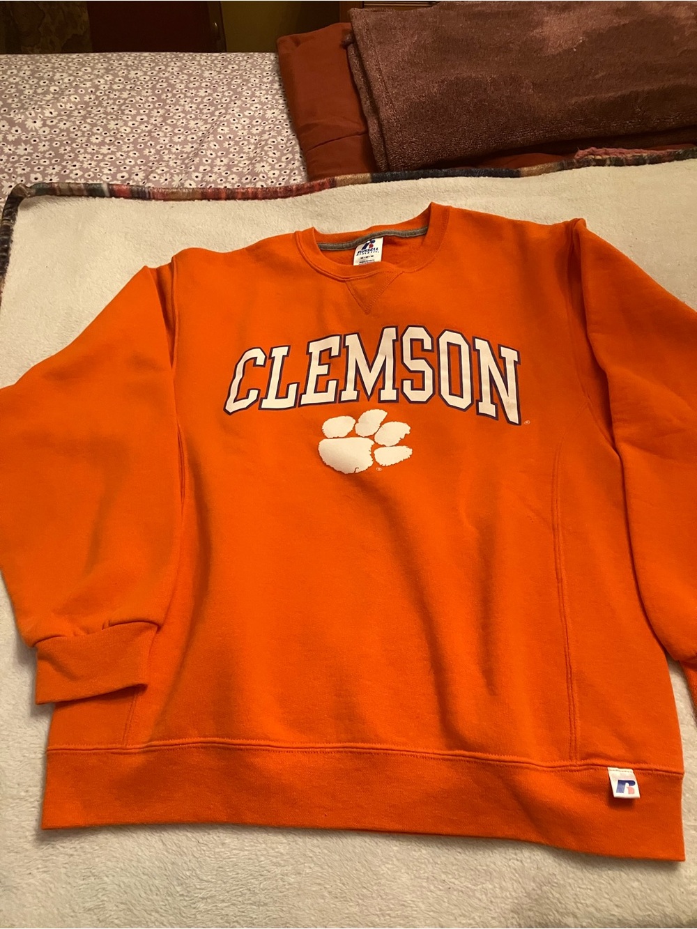 ** Vintage 90’s Russell Athletic Clemson Orange Pullover Sweatshirt White Logo M